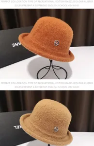 Stylish autumn winter knitted bucket hat for women, elegant warm wool cloche hat with rhinestone.