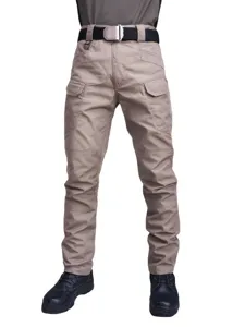 Men's Slim Fit Cargo Pants Multi-Pocket Tactical Trousers Polyvinyl Alcohol Fiber Solid Camo Long Pants Zipper Work Trousers For Men Daily Casual Wear