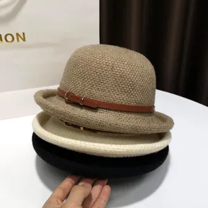 Women wool bowler hat retro autumn winter elegant fedora hat chic French style solid color cap