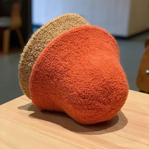 Cozy autumn winter orange boucle bucket hat, soft warm plush basin hat for daily stylish wear.