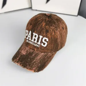 Casquette de baseball vintage délavée pour hommes et femmes, visière incurvée rétro, chapeau marron.
