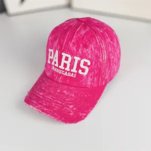 Casquette de baseball rose vintage délavée, chapeau de soleil à visière courbée avec broderie.