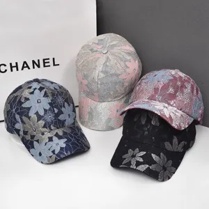 Cappello da baseball in pizzo da donna estivo traspirante in rete cappello da sole chic