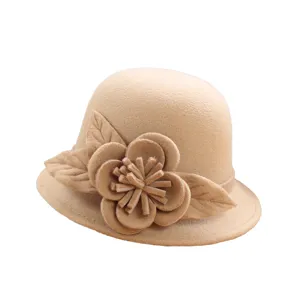 Details of beige wool felt cloche hat retro dome hat elegant autumn winter women headwear
