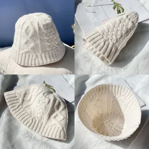 Sombrero de cubo de punto para mujer otoño invierno lana cálida sombrero de pescador