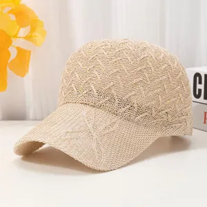Women Summer Mesh Baseball Cap Hollow Breathable Sun Protection Hat Fashionable Satin Hard Top Outdoor Travel Cap
