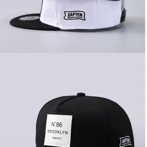 Gorra de béisbol hip-hop para hombre elegante gorro de ala plana con detalles bordados.