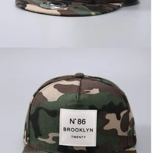 Gorra de béisbol de ala plana de camuflaje con parche Brooklyn elegante para hombre y mujer.