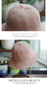 Women knitted bucket hat spring summer casual foldable sun protection basin hat stylish