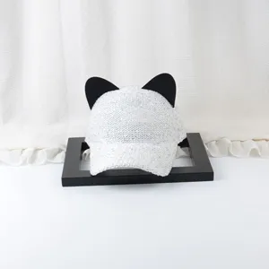 casquette de baseball mignonne oreilles de chat sequins maille respirante visière été