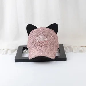 Casquette de baseball mignonne à oreilles de chat en sequins pour femmes, filet respirant.