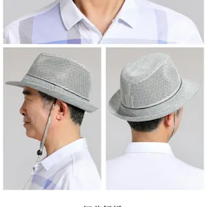 Sombrero fedora de malla transpirable para hombre sombrero de sol panama de verano