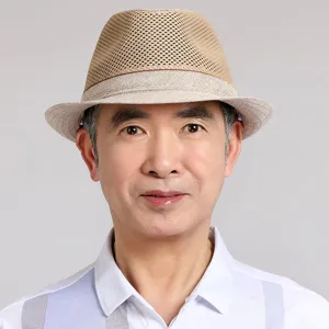 Sombrero de sol fedora de malla transpirable para hombre, ideal para verano y actividades.
