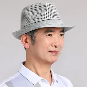 Sombrero fedora de malla para hombre transpirable ligero sombrero de sol de verano para mayores