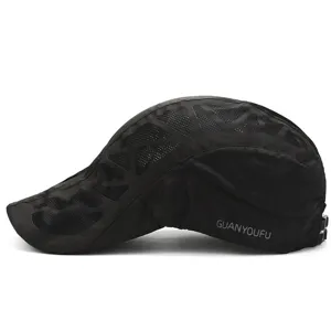 Men summer breathable mesh flat cap casual outdoor sun protection quick dry duckbill hat side view