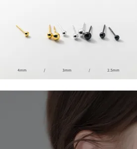 S925 Silber Mini Kugel Ohrstecker in 2,5mm, 3mm und 4mm Größen für den täglichen Look.