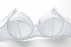Comfortable plus size white seamless bra detail view, supportive daily women underwear.