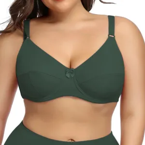 Plus size smooth comfort bra for women, deep green shaping wirefree undergarment, new arrivals.