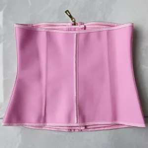 Pink latex waist trainer for women tummy control corset workout fitness shaper belt
