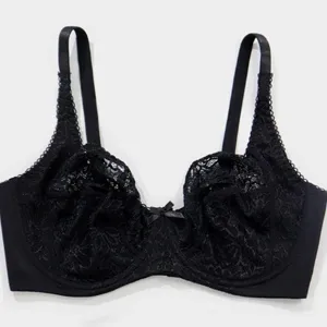 Women Plus Size Sexy Lace Unlined Bra Floral Breathable Full Cup Mesh Top Comfort Underwear Non-Padded Lingerie