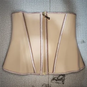 Women latex waist trainer corset breathable body shaper zipper sport girdle fitness belt.