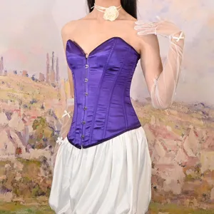 Purple satin corset top sexy push up waist cincher bustier shapers vintage style shaping clothes