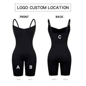 Women's seamless full body shapewear black tummy control thong bodysuit for postpartum support.