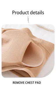 Seamless nude women bra detail view with removable chest pad for comfortable daily wear.
