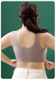 Plus size seamless comfort bra for women, back support, breathable daily wear bralette.