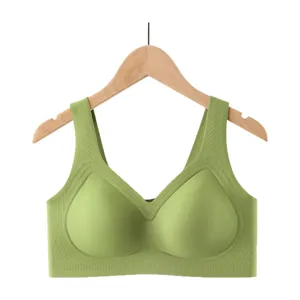 Women Plus Size Seamless Wireless Bra Thin Molded Cup Gathering Breathable Vest Style Large Size Lingerie For Every Day
