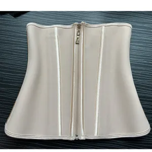Women latex waist trainer corset zip tummy control body shaper hourglass slim belt cincher