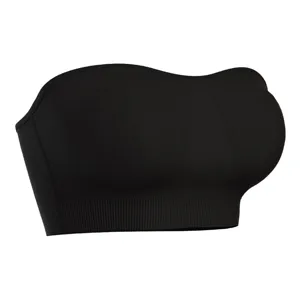 Plus Size Women Strapless Padded Bra Seamless Anti-Slip Tube Top Comfortable Black Lingerie