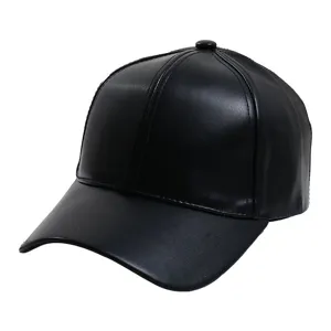 Classico berretto da baseball in ecopelle nera per uomo e donna, cappello semplice.