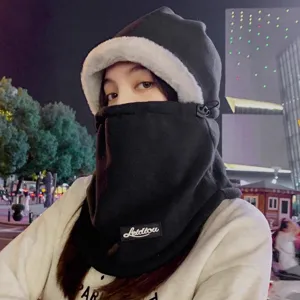 Winter cycling thermal hat windproof face mask fleece warm hood for outdoor riding