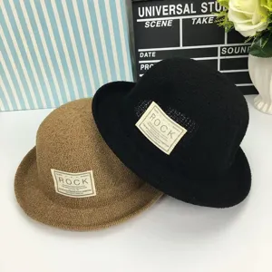 Damen Vintage Leinen Anglerhut Rollrand Buchstaben Patch Sonnenschutz Strandhut Sommer Faltbare Melone Hut Für Draußen