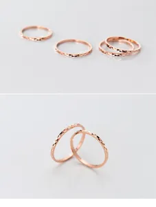Nahaufnahme der Textur des minimalistischen Roségold 925 Silber facettierten Sternrings.