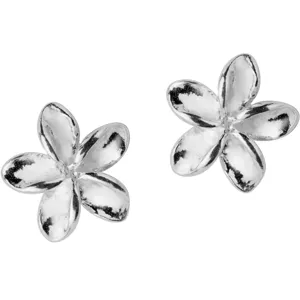 Silberne fünfblättrige Blumen Ohrstecker, schöner Blumenschmuck für Damen Alltag.