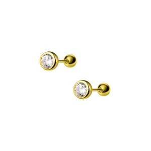 Vergoldete S925 Silber Zirkonia Ohrstecker minimalistischer Knorpelschmuck fuer Damen