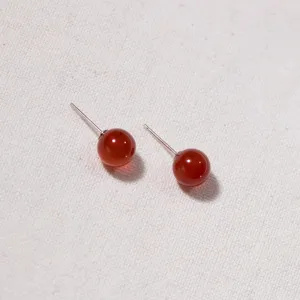 Rote Achat Ohrringe S925 Sterling Silber minimalistischer Schmuck Detailansicht Neu