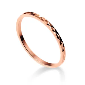 Minimalistischer 925er Silber Roségold facettierter Ring für Damen, schlichter Schmuck