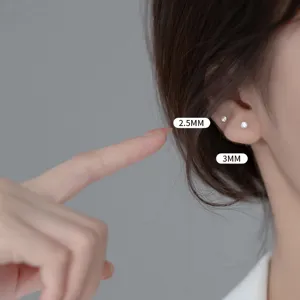 S925 Sterling Silber Zirkonia Ohrstecker, minimalistische 2.5mm und 3mm Größen.