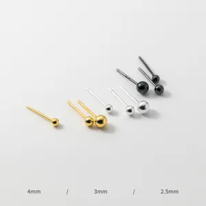 S925 Sterling Silber Minimalistische Kugel Ohrstecker In Mehreren Größen Farben
