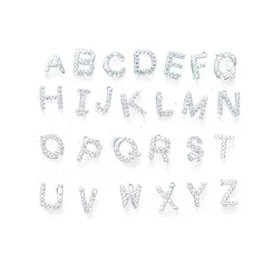 S925 Silber pave Diamant 26 englische Alphabet Buchstaben Anhaenger Halskette Grosshandel