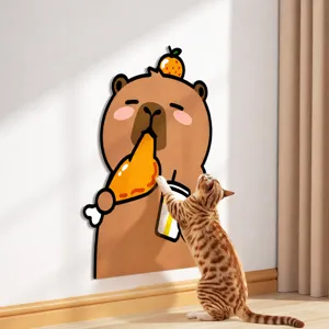 Capybara cat scratch wall sticker detail, wear-resistant furniture protector with cute animal design.