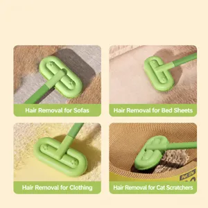 Détail de brosse anti-poils verte, nettoyeur multi-surfaces pour canapé, lit et vêtements.