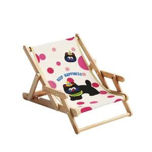 Wooden Cat Lounge Chair Scratcher Pet Sleeping Bed Miniature Beach Chair with Cute Cat Design