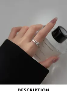 S925 silver love bear double layer ring Korean minimalist cute personality women jewelry