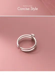 S925 sterling silver double layer open ring cute bear style minimalist korean jewelry for women
