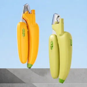 Pet Nail Clipper With Led Light Blood Line Guard Banana Shape Grooming Tool For Cats Dogs And Small Animals