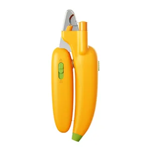 Banana shaped pet nail clipper cat and dog claw trimming tool with safety lock design